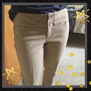 Mid-rise khaki tan dress pant trousers